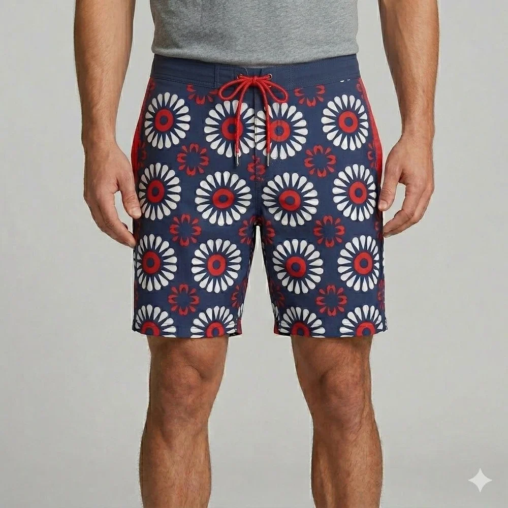 Sec. 119 Board‎ Shorts Grateful Dead Donuts Swim Trunks Size 36 Navy Blue Red